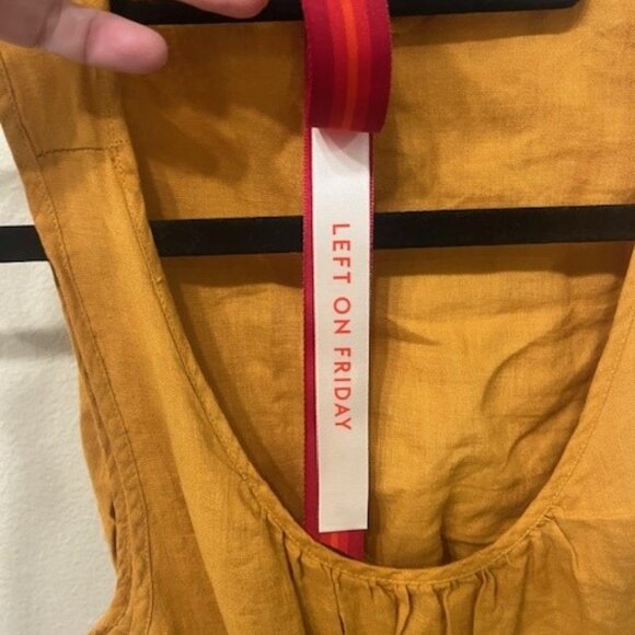 NWT Left On Friday Getaway Linen Beach Dress - Yellow/Gold - Size S - Picture 8 of 10